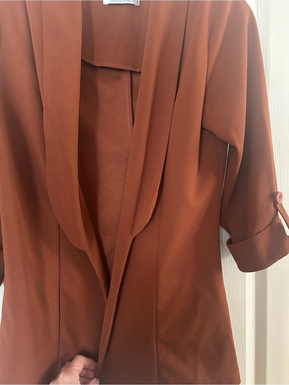 Linda Rust Open-Front Draped Blazer - Picture 5 of 6